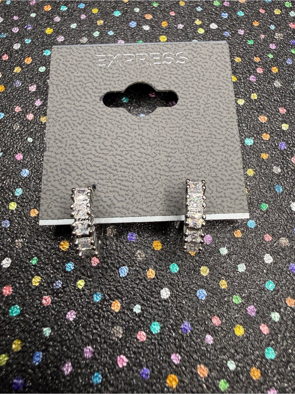 Express Silver-Tone Crystal Hoop Earrings